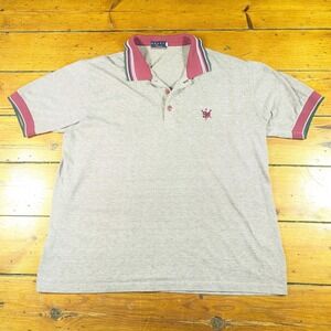 Gordie Howe Mens L Polo Shirt Gray Hockey Short Sleeve Embroidered Logo Golf